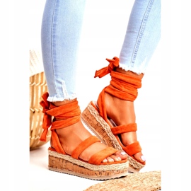FS1 Damen Sandalen auf der Plattform Gebunden Orange La Favourite 1