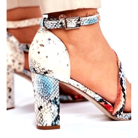 Damen Sandalen mit hohem Absatz Sergio Leone Red Snake SK870 beige mehrfarbig 3