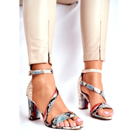 Damen Sandalen mit hohem Absatz Sergio Leone Red Snake SK870 beige mehrfarbig 1