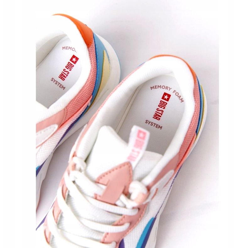 Damen Sportschuhe Memory Foam Big Star HH274809 Weiß-Rosa violett blau gelb 4