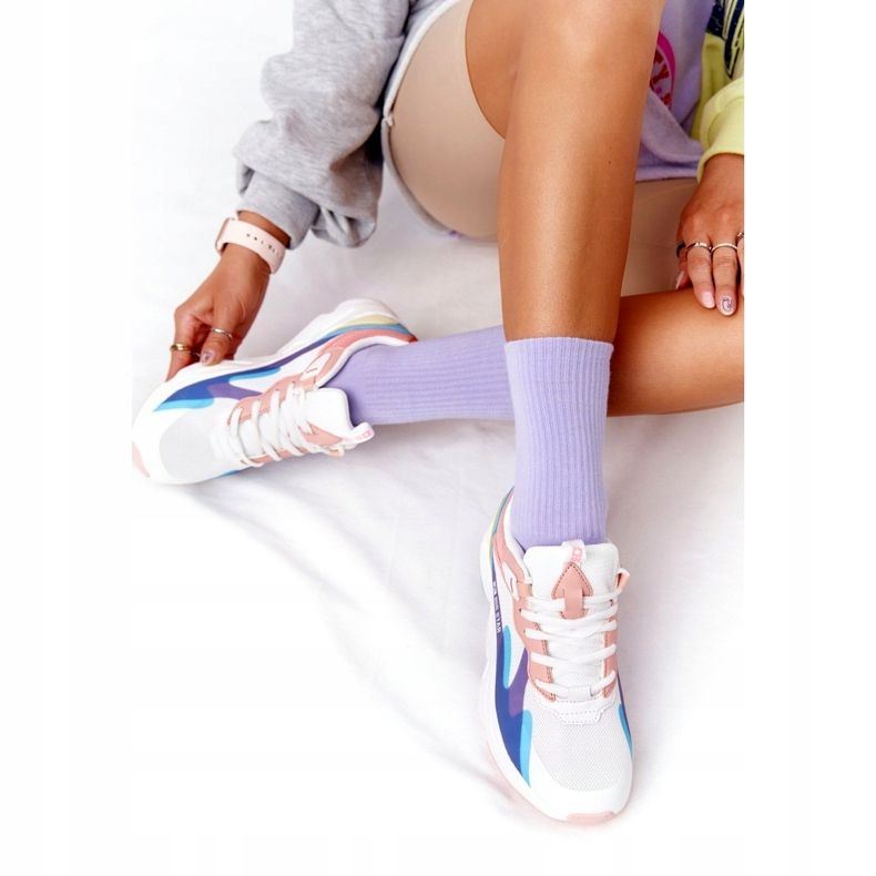 Damen Sportschuhe Memory Foam Big Star HH274809 Weiß-Rosa violett blau gelb 3