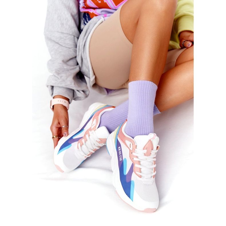 Damen Sportschuhe Memory Foam Big Star HH274809 Weiß-Rosa violett blau gelb 2