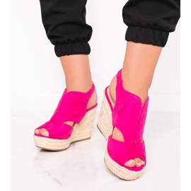 Rosa Espadrilles auf dem Keilabsatz Pretty Woman rot 1