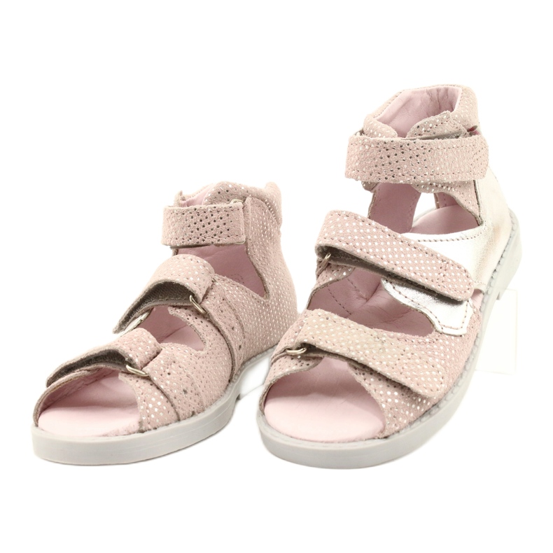 Mazurek Mädchen aus Ledersandalen von Mädchen hoher Prävention 291 Pink-Silver rosa 1