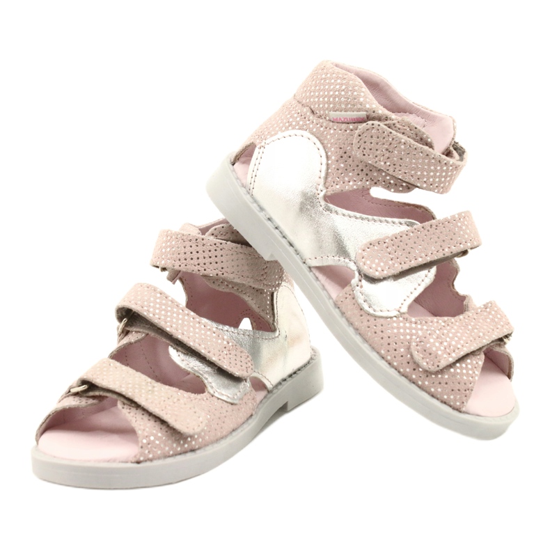 Mazurek Mädchen aus Ledersandalen von Mädchen hoher Prävention 291 Pink-Silver rosa 3
