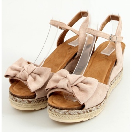 Beige Espadrilles auf Keilabsatz mit Schleife YL92 Beige 1