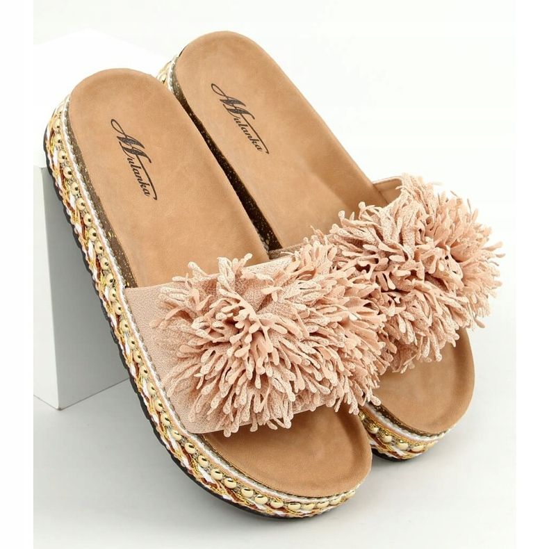 Beige 2260 Beige Pantoffeln auf der verzierten Sohle 1