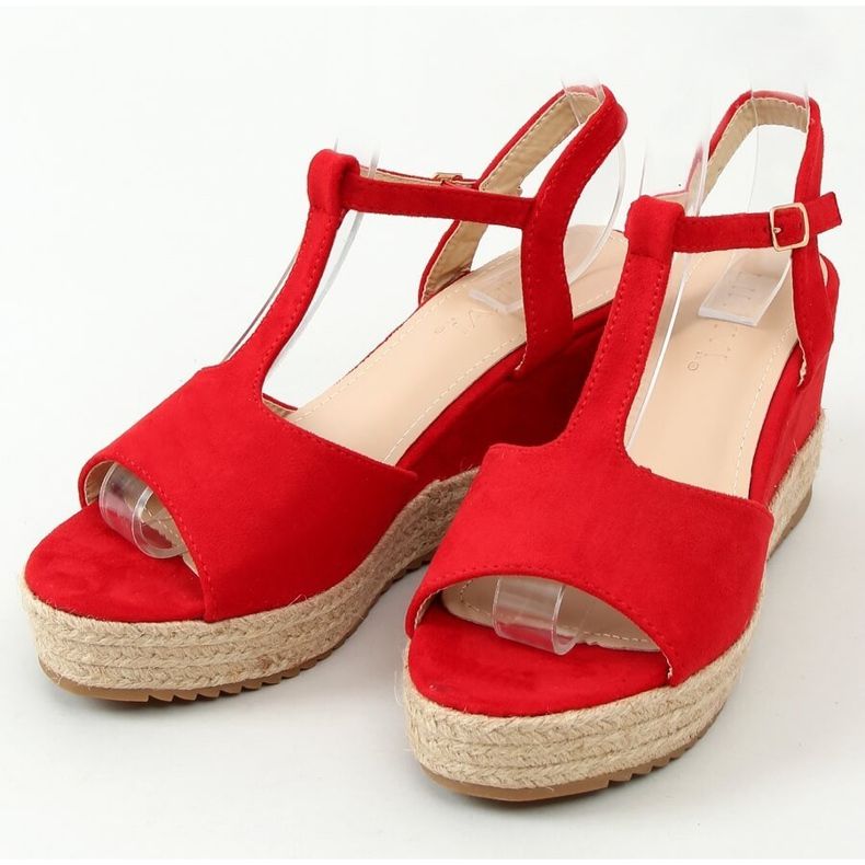 Rote Espadrilles auf Keilabsatz, rot WX-08 Red 1