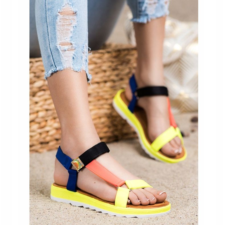 SHELOVET Modische Sandalen mit Klettverschluss mehrfarbig 1