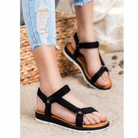 SHELOVET Modische Sandalen mit Klettverschluss schwarz 1