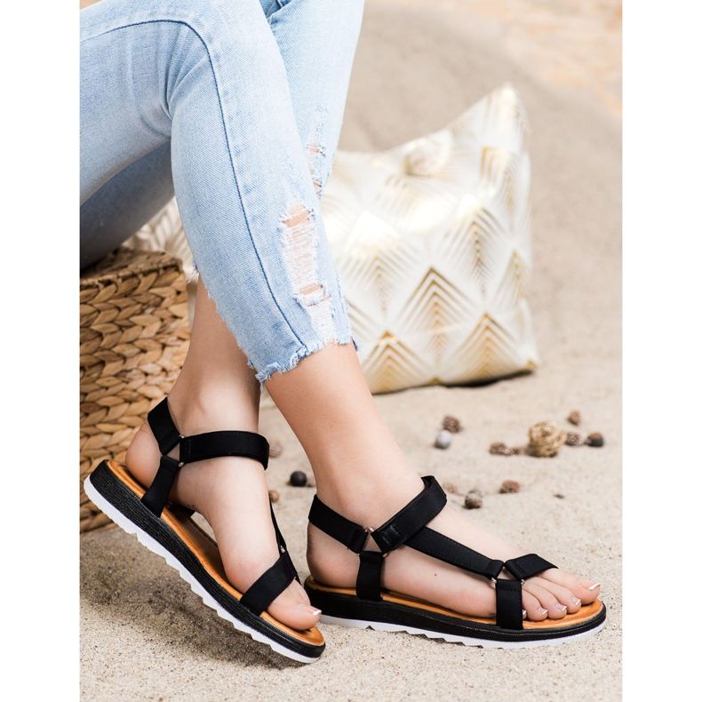 SHELOVET Modische Sandalen mit Klettverschluss schwarz 2