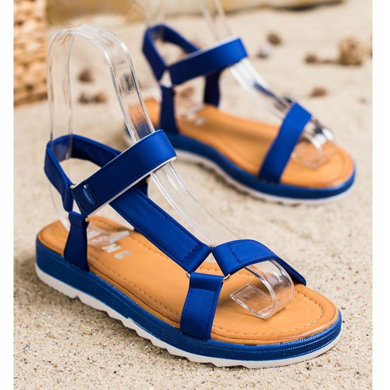 SHELOVET Modische Sandalen mit Klettverschluss blau 1
