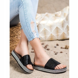 SHELOVET Mode Kristall Hausschuhe schwarz 1