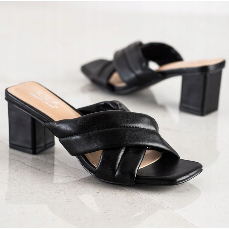 Small Swan Elegante Hausschuhe aus Öko-Leder schwarz 1