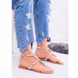 Lu Boo Damen Sandalen Silber Mit Cubic Zirkonia Venedig 1