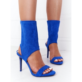 Sandalen auf hohem Absatz mit Cubic Zirkonia Lu Boo Blue blau silber- 1