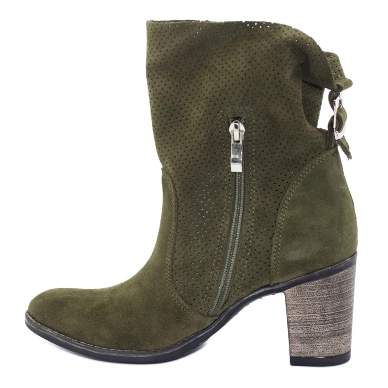 Olivier Grüne Sophia-Stiefel aus durchbrochenem Leder khaki 1