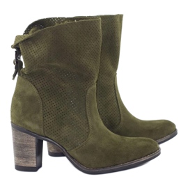 Olivier Grüne Sophia-Stiefel aus durchbrochenem Leder khaki 3