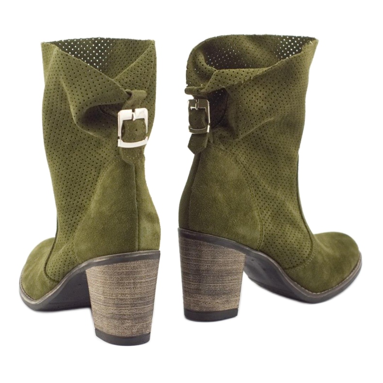 Olivier Grüne Sophia-Stiefel aus durchbrochenem Leder khaki 4