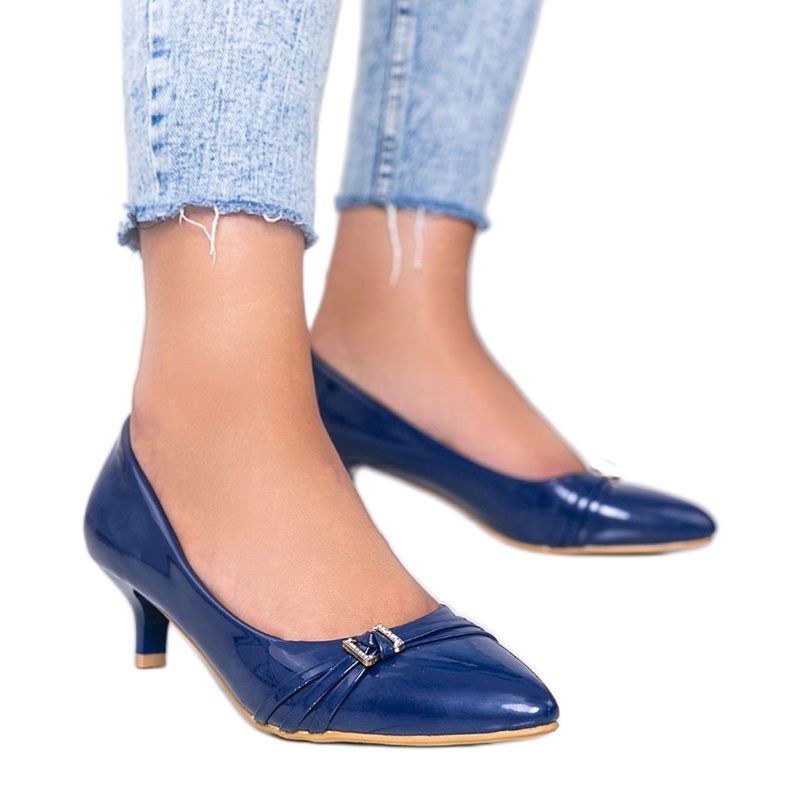Marineblaue Pumps auf niedrigem Absatz Aurora 1