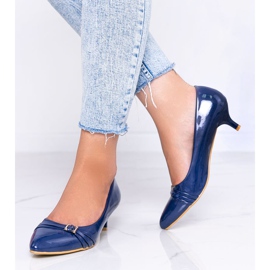 Marineblaue Pumps auf niedrigem Absatz Aurora 2