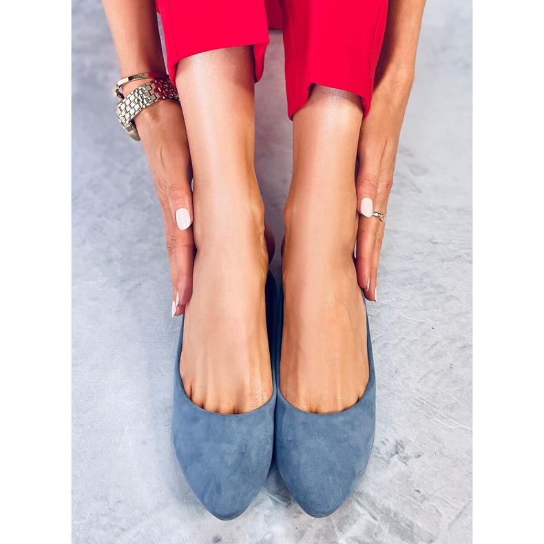 Blue CC212P Blaue Ballerinas aus glattem Wildleder 1