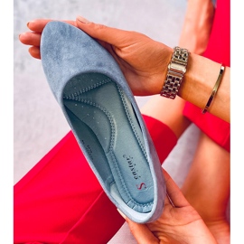 Blue CC212P Blaue Ballerinas aus glattem Wildleder 2