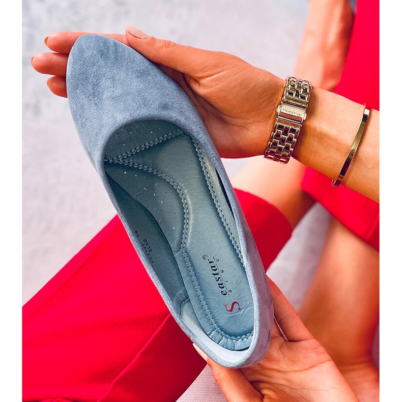 Blue CC212P Blaue Ballerinas aus glattem Wildleder 2