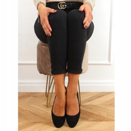 Black CC212P Schwarze Ballerinas aus glattem Wildleder 1