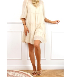 Beige Hausschuhe mit Zierkette 35-230 Beige 2