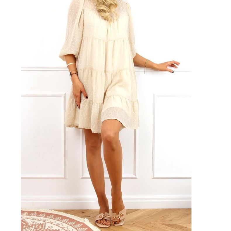 Beige Hausschuhe mit Zierkette 35-230 Beige 2