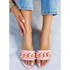 Hausschuhe mit Kette rosa 7857 Hellrosa 1