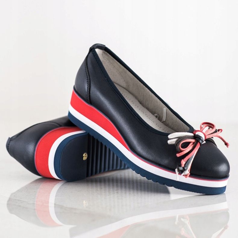 Filippo Bequeme Lederpumps marineblau 1