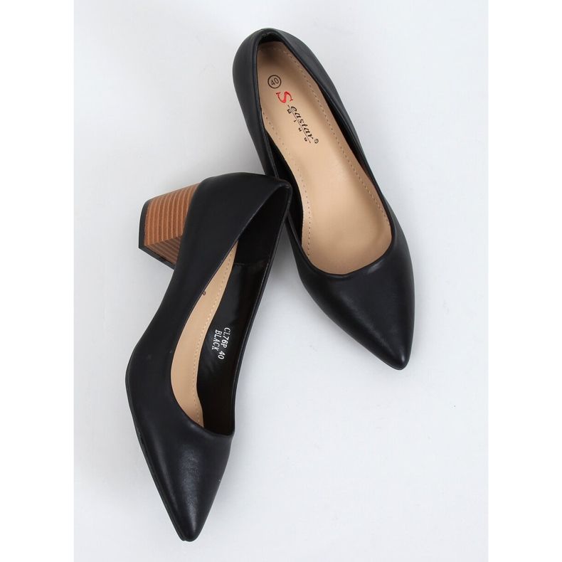 Pumps mit weiten Absätzen schwarz CL76P Black 1
