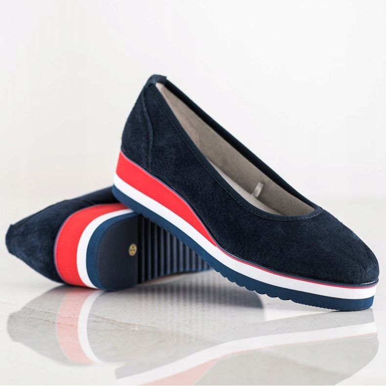 Filippo Keilpumps aus Leder navy blau 1