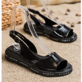 Filippo Bequeme lackierte Sandalen schwarz 1