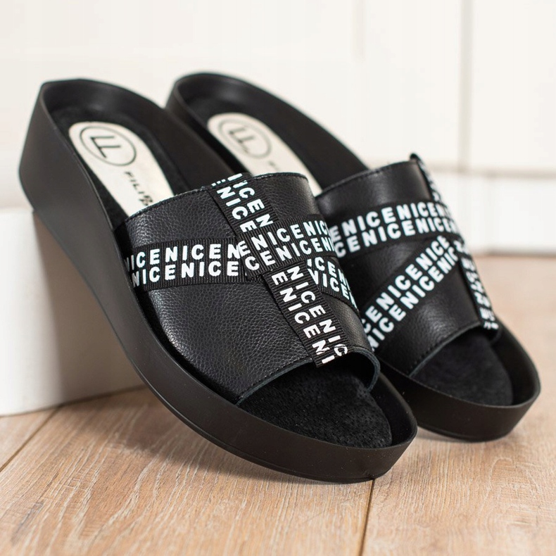 Filippo Mode Hausschuhe aus Leder schwarz 1