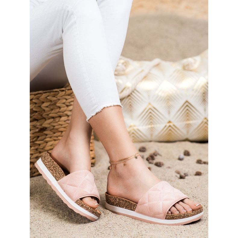 Comer Bequeme Hausschuhe auf der Plattform rosa 2