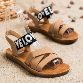 SHELOVET Sandalen mit Öko-Leder-Liebe beige braun 1
