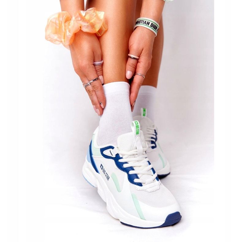 Damen Sportschuhe Memory Foam Big Star HH274810 Weiß blau grün 4