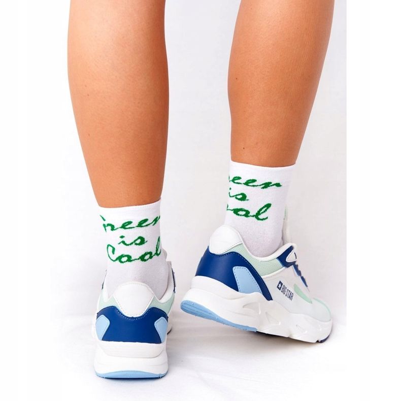 Damen Sportschuhe Memory Foam Big Star HH274810 Weiß blau grün 3