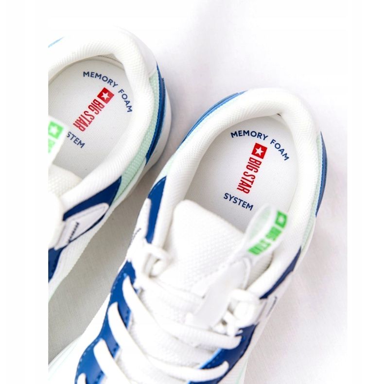 Damen Sportschuhe Memory Foam Big Star HH274810 Weiß blau grün 5