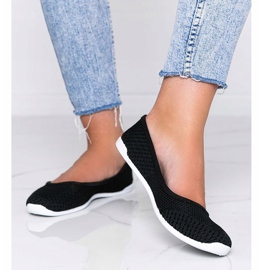 Ballerinas aus schwarzem Stoff mit dem durchbrochenen Good Days-Muster 1