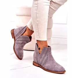 Durchbrochene Stiefel auf einem Keil Grau Melanie 2