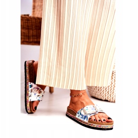 Damen Hausschuhe Big Star Metallic Muster DD274127 weiß violett silber- grün 2