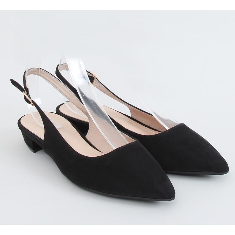 Schwarz MM-801 Schwarze Ballerinas mit offenem Absatz 1