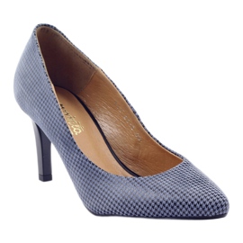 Espinto 542 karierte Pumps für Damen schwarz blau grau 1