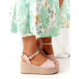 Keilsandalen mit geflochtenem Big Star FF274749 Nude rosa 3