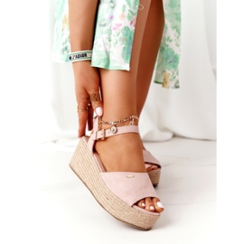 Keilsandalen mit geflochtenem Big Star FF274749 Nude rosa 2