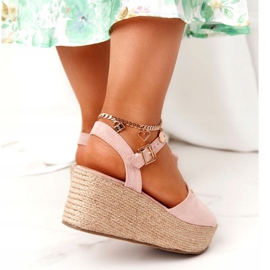 Keilsandalen mit geflochtenem Big Star FF274749 Nude rosa 4